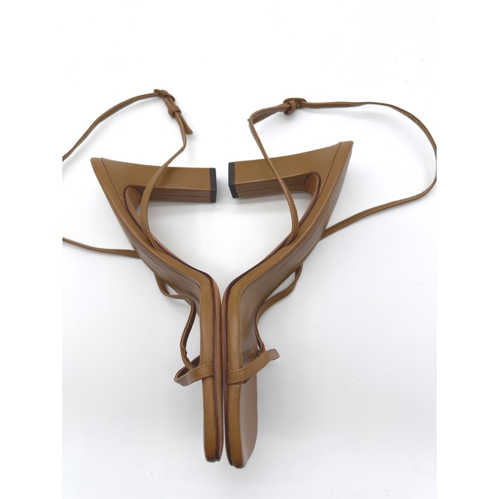 Vince Qiana Ankle Strap Sandal Dark Walnut Leather Square Toe Block Heel Brown - Picture 12 of 16